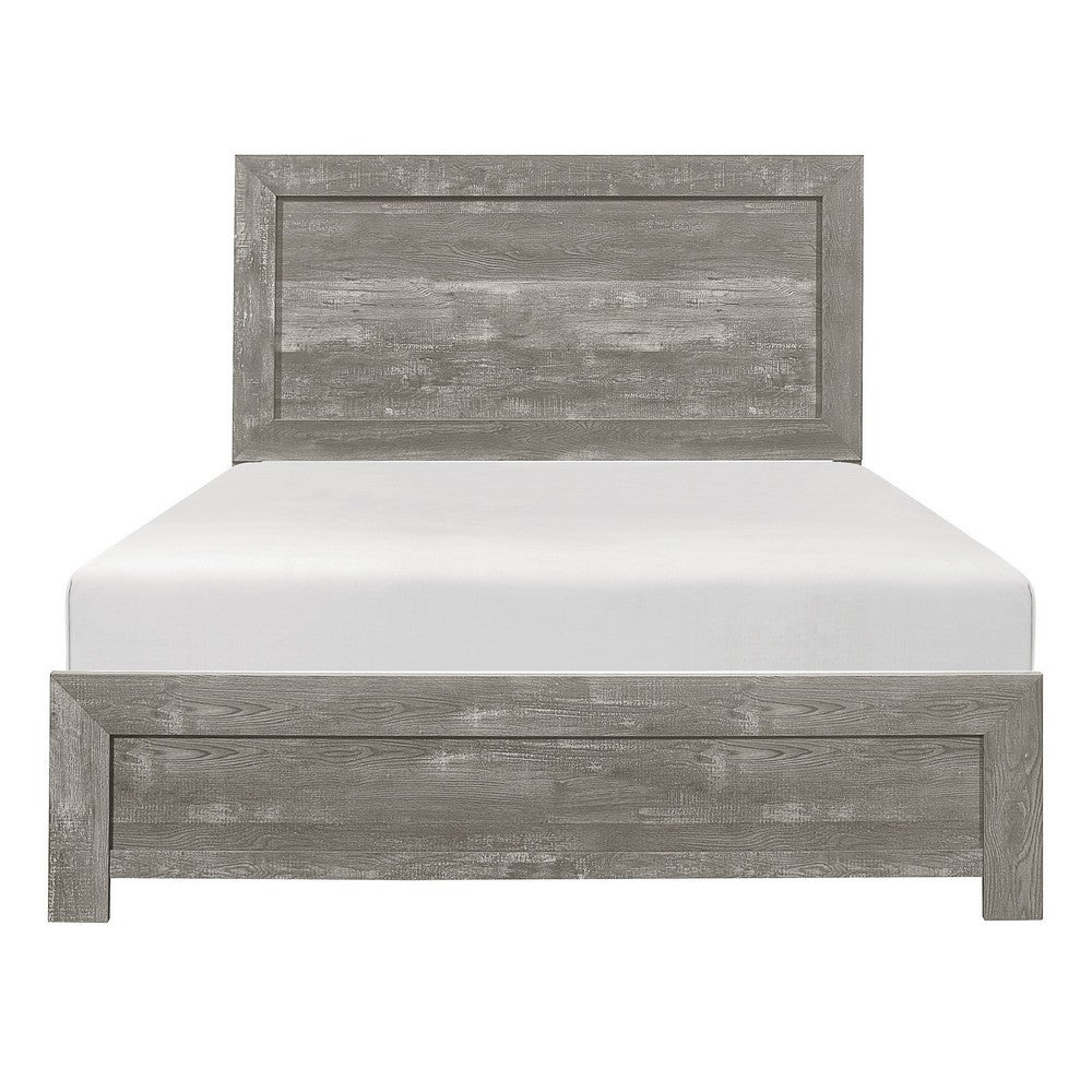 California King Bedroom Set, Farmhouse Style, Gray, 5 Piece Set with 2 Nightstands, Dresser, and Chest