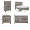 California King Bedroom Set, Farmhouse Style, Gray, 5 Piece Set with 2 Nightstands, Dresser, and Chest