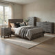California King Bedroom Set, Farmhouse Style, Gray, 5 Piece Set with 2 Nightstands, Dresser, and Chest
