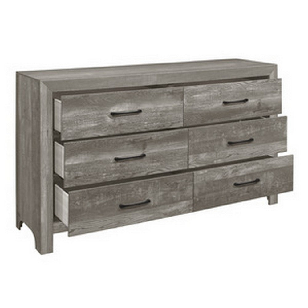 California King Bedroom Set, Farmhouse Style, Gray, 4 Piece Set with 2 Nightstands and Dresser