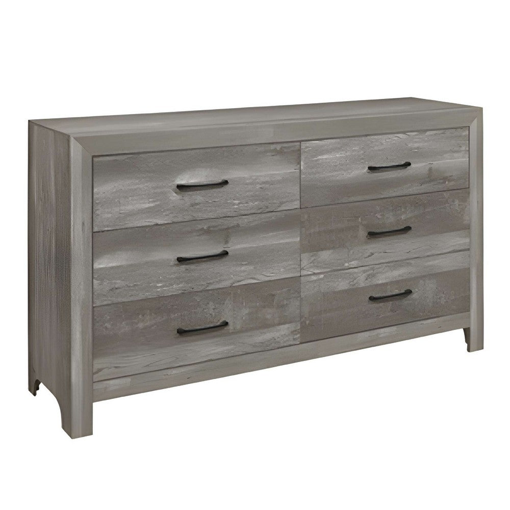 California King Bedroom Set, Farmhouse Style, Gray, 4 Piece Set with 2 Nightstands and Dresser