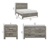 California King Bedroom Set, Farmhouse Style, Gray, 4 Piece Set with 2 Nightstands and Dresser
