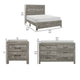 California King Bedroom Set, Farmhouse Style, Gray, 4 Piece Set with 2 Nightstands and Dresser