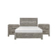 California King Bedroom Set, Farmhouse Style, Gray, 3 Piece Set with 2 Nightstands