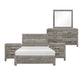 King Bedroom Set, Farmhouse Style, Gray, 5 Piece Set with 2 Nightstands, Dresser, and Mirror