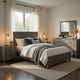 King Bedroom Set, Farmhouse Style, Gray, 5 Piece Set with 2 Nightstands, Dresser, and Mirror