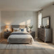 King Bedroom Set, Farmhouse Style, Gray, 5 Piece Set with 2 Nightstands, Dresser, and Mirror