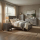 King Bedroom Set, Farmhouse Style, Gray, 5 Piece Set with 2 Nightstands, Dresser, and Chest