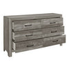 King Bedroom Set, Farmhouse Style, Gray, 4 Piece Set with 2 Nightstands and Dresser