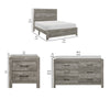 King Bedroom Set, Farmhouse Style, Gray, 4 Piece Set with 2 Nightstands and Dresser