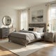 King Bedroom Set, Farmhouse Style, Gray, 4 Piece Set with 2 Nightstands and Dresser