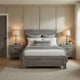 King Bedroom Set, Farmhouse Style, Gray, 3 Piece Set with 2 Nightstands