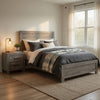 King Bedroom Set, Farmhouse Style, Gray, 2 Piece Set with Nightstand