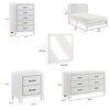 Full Bedroom Set, Farmhouse Style, Black, White, 5 Piece Set with Nightstand, Dresser, Mirror, and Chest