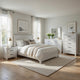Full Bedroom Set, Farmhouse Style, Black, White, 5 Piece Set with Nightstand, Dresser, Mirror, and Chest