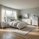 Full Bedroom Set, Farmhouse Style, Black, White, 5 Piece Set with Nightstand, Dresser, Mirror, and Chest