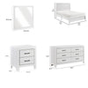 Full Bedroom Set, Farmhouse Style, Black, White, 4 Piece Set with Nightstand, Dresser, and Mirror