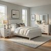 Full Bedroom Set, Farmhouse Style, Black, White, 4 Piece Set with Nightstand, Dresser, and Mirror