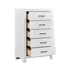 Full Bedroom Set, Farmhouse Style, Black, White, 4 Piece Set with Nightstand, Dresser, and Chest
