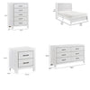 Full Bedroom Set, Farmhouse Style, Black, White, 4 Piece Set with Nightstand, Dresser, and Chest