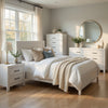Full Bedroom Set, Farmhouse Style, Black, White, 4 Piece Set with Nightstand, Dresser, and Chest