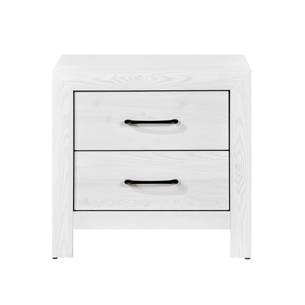 Full Bedroom Set, Farmhouse Style, Black, White, 2 Piece Set with Nightstand