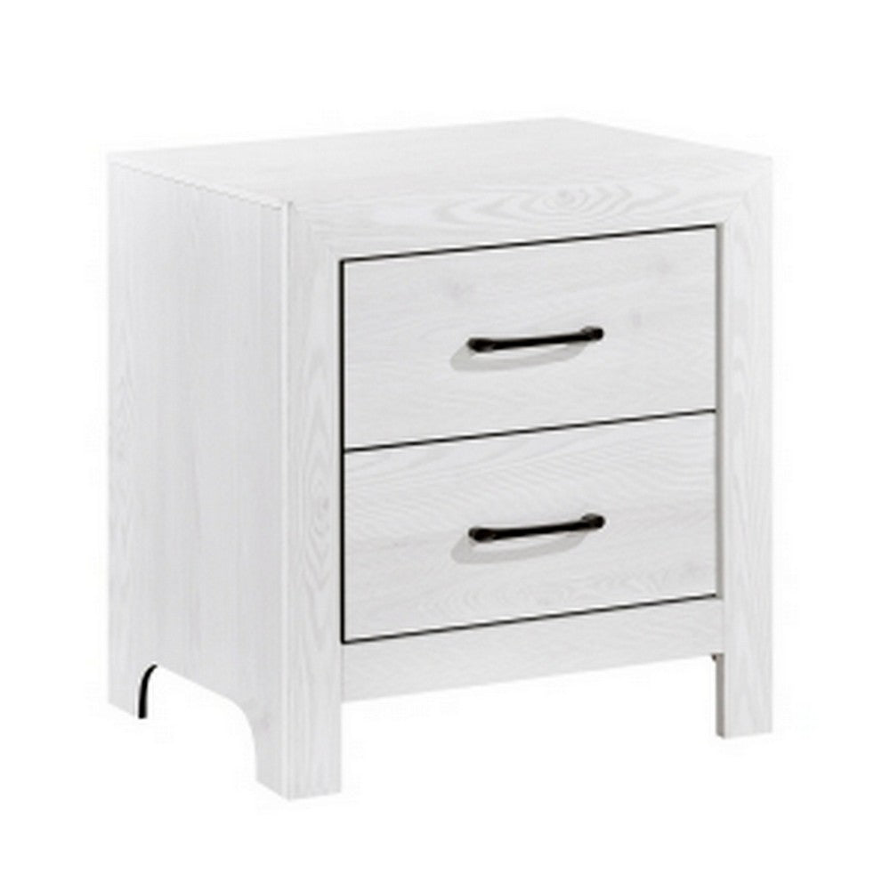 Full Bedroom Set, Farmhouse Style, Black, White, 3 Piece Set with Nightstand and Dresser