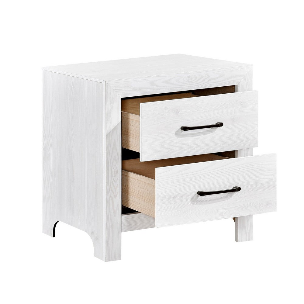Full Bedroom Set, Farmhouse Style, Black, White, 3 Piece Set with Nightstand and Dresser