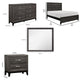 Queen Bedroom Set, Drawer Storage, Gray, 5 Piece Set with 2 Nightstands, Dresser, and Mirror