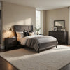 Queen Bedroom Set, Drawer Storage, Gray, 5 Piece Set with 2 Nightstands, Dresser, and Mirror