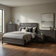 Queen Bedroom Set, Drawer Storage, Gray, 4 Piece Set with Nightstand, Dresser, and Chest