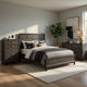 Queen Bedroom Set, Drawer Storage, Gray, 4 Piece Set with Nightstand, Dresser, and Chest