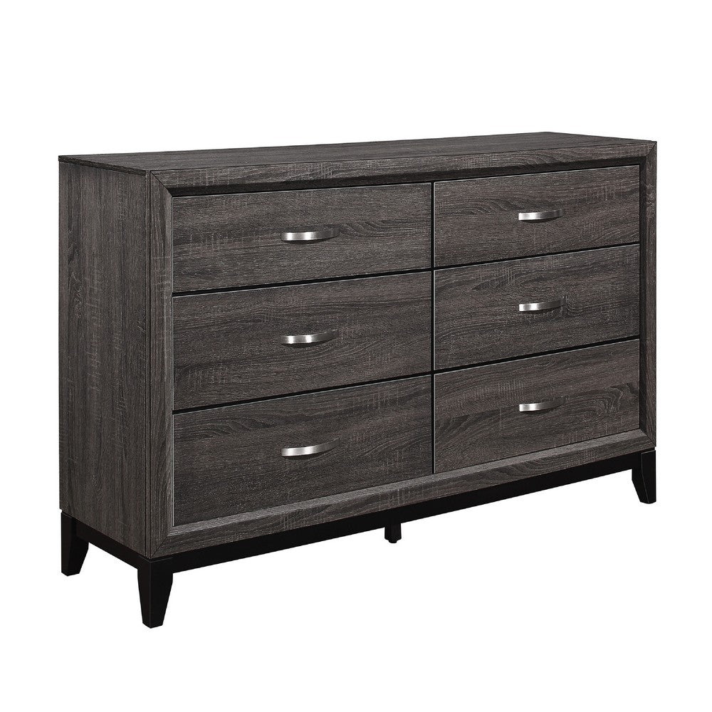 Queen Bedroom Set, Drawer Storage, Gray, 4 Piece Set with 2 Nightstands and Dresser