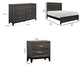 Queen Bedroom Set, Drawer Storage, Gray, 4 Piece Set with 2 Nightstands and Dresser