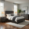 Queen Bedroom Set, Drawer Storage, Gray, 4 Piece Set with 2 Nightstands and Dresser