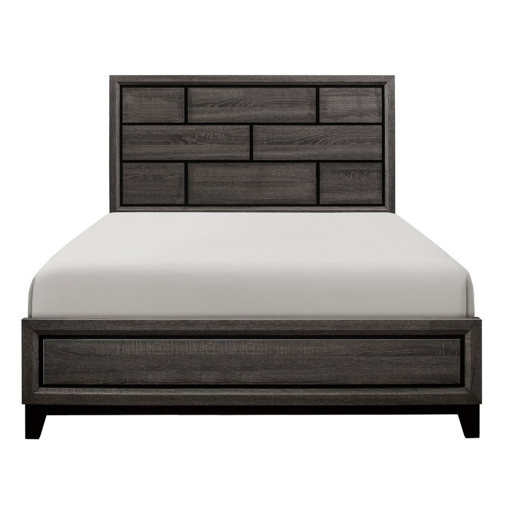 Queen Bedroom Set, Drawer Storage, Gray, 2 Piece Set with Nightstand