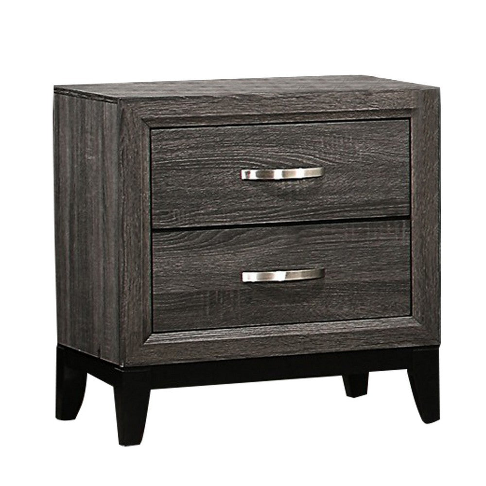 Queen Bedroom Set, Drawer Storage, Gray, 2 Piece Set with Nightstand