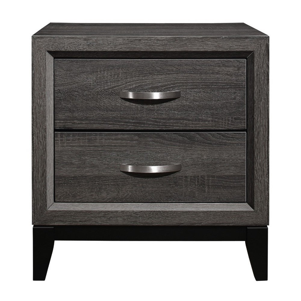 Queen Bedroom Set, Drawer Storage, Gray, 2 Piece Set with Nightstand