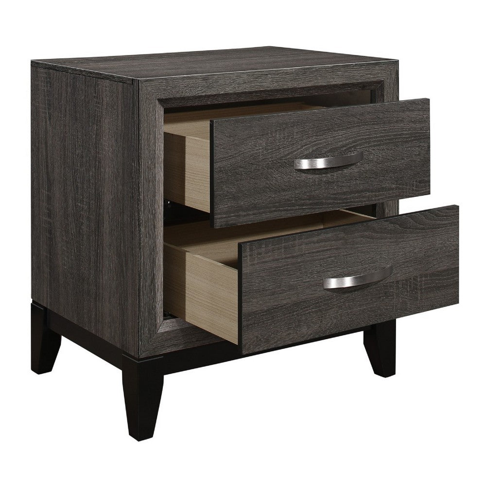 Queen Bedroom Set, Drawer Storage, Gray, 2 Piece Set with Nightstand