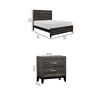 Queen Bedroom Set, Drawer Storage, Gray, 2 Piece Set with Nightstand