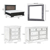 Queen Bedroom Set, Drawer Storage, Gray, 5 Piece Set with 2 Nightstands, Dresser, and Mirror