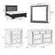 Queen Bedroom Set, Drawer Storage, Gray, 5 Piece Set with 2 Nightstands, Dresser, and Mirror