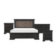 Queen Bedroom Set, Drawer Storage, Gray, 4 Piece Set with 2 Nightstands and Dresser