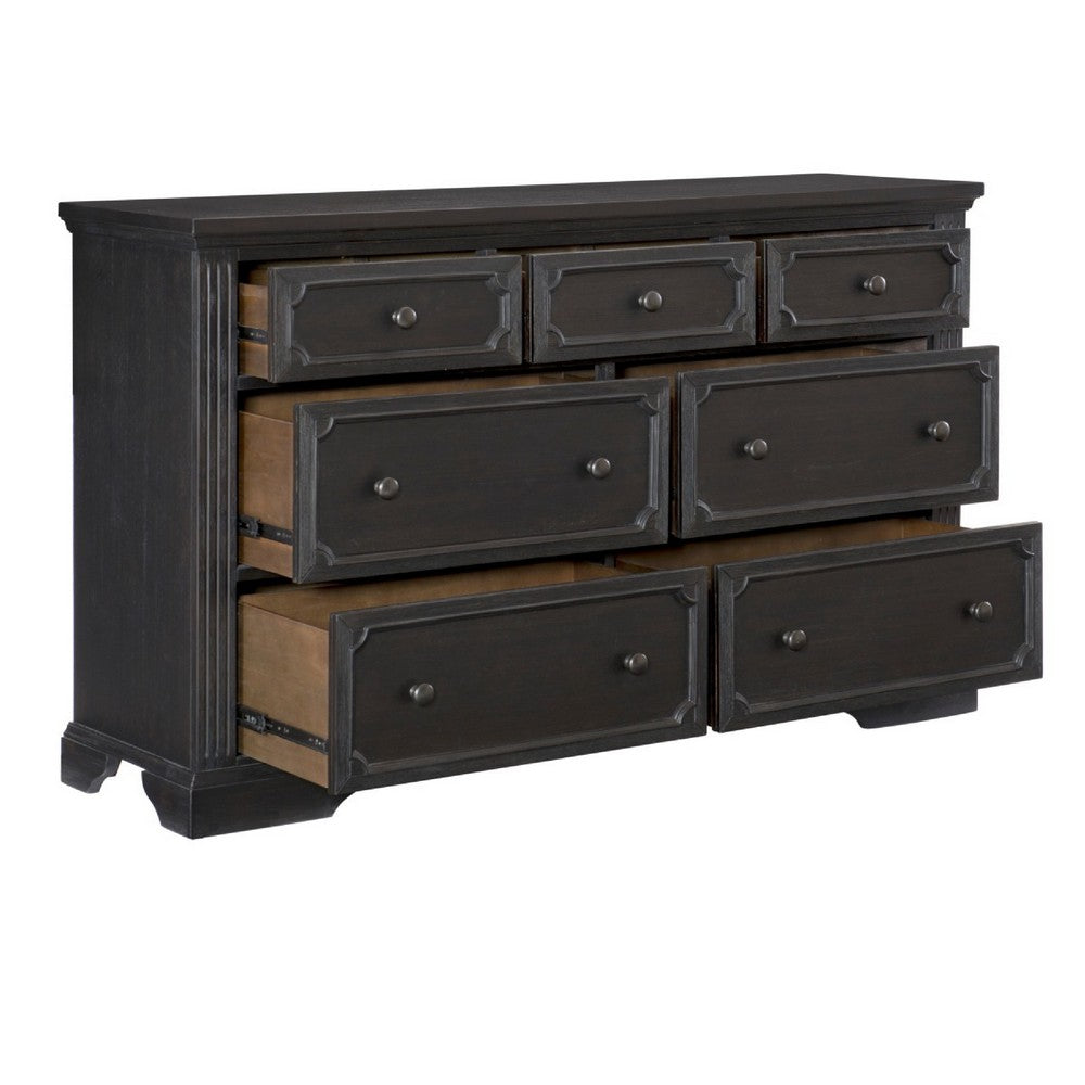 Queen Bedroom Set, Drawer Storage, Gray, 4 Piece Set with 2 Nightstands and Dresser