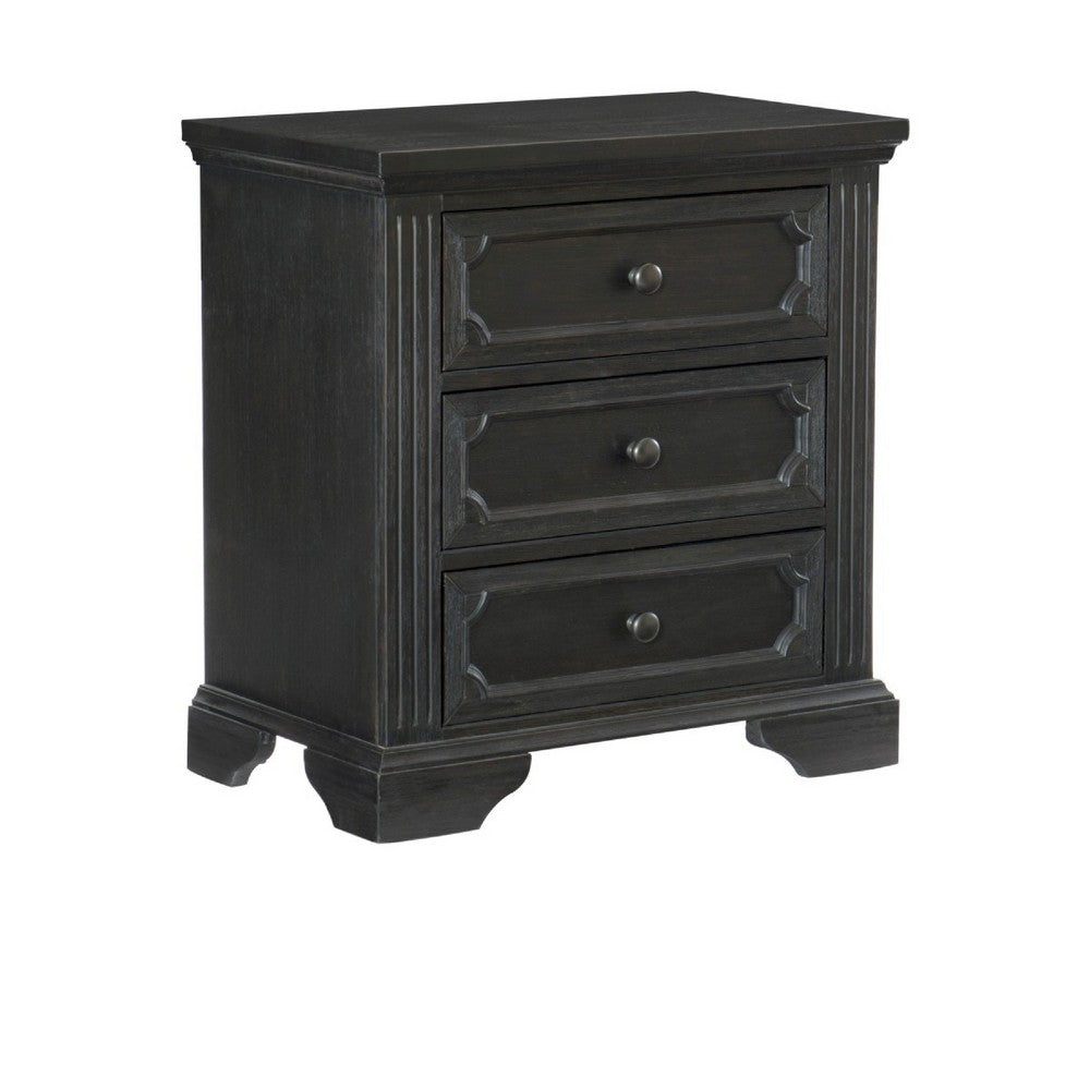 Queen Bedroom Set, Drawer Storage, Gray, 2 Piece Set with Nightstand