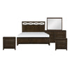 Queen Bedroom Set, Drawer Storage, Brown, Silver, 5 Piece Set with 2 Nightstands, Dresser, and Mirror
