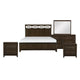 Queen Bedroom Set, Drawer Storage, Brown, Silver, 5 Piece Set with 2 Nightstands, Dresser, and Mirror