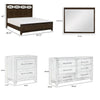 Queen Bedroom Set, Drawer Storage, Brown, Silver, 5 Piece Set with 2 Nightstands, Dresser, and Mirror