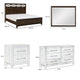 Queen Bedroom Set, Drawer Storage, Brown, Silver, 5 Piece Set with 2 Nightstands, Dresser, and Mirror