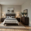 Queen Bedroom Set, Drawer Storage, Brown, Silver, 5 Piece Set with 2 Nightstands, Dresser, and Mirror